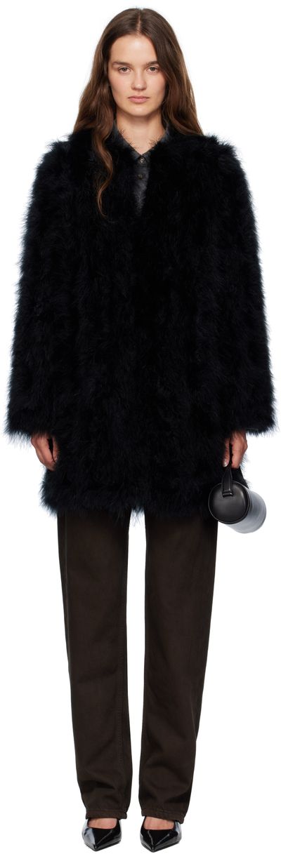 Yves Salomon Yves Salomon Black Long Feather Coat