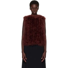 Yves Salomon Yves Salomon Brown Cropped Feather Gilet Vest