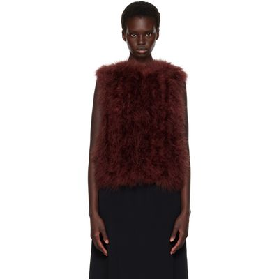 Yves Salomon Yves Salomon Brown Cropped Feather Gilet Vest