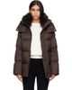 Yves Salomon Yves Salomon Brown Waterproof Technical Lambswool Trim A-Line Down Jacket - 1