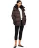 Yves Salomon Yves Salomon Brown Waterproof Technical Lambswool Trim A-Line Down Jacket - 4