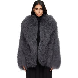 Yves Salomon Yves Salomon Gray Oversized Shearling Coat