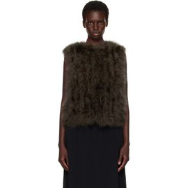 Yves Salomon Yves Salomon Khaki Cropped Feather Gilet Vest