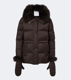 Yves Salomon Yves Salomon Set of calf-hair trimmed down jacket and gloves