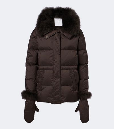 Yves Salomon Yves Salomon Set of calf-hair trimmed down jacket and gloves