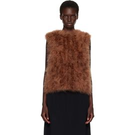 Yves Salomon Yves Salomon Tan Cropped Feather Gilet Vest
