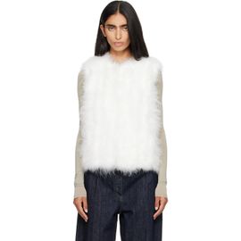 Yves Salomon Yves Salomon White Cropped Feather Gilet Vest