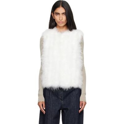Yves Salomon Yves Salomon White Cropped Feather Gilet Vest