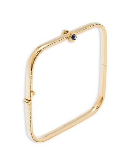 Yvonne Leon Yvonne Leon 9K Yellow Gold Blue Sapphire & Gray Diamond Jonc Gousset Square Bangle Bracelet