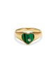 Yvonne Leon Yvonne Leon 9K Yellow Gold Diamond & Malachite Heart Signet Ring - 1