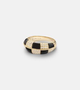 Yvonne Leon Yvonne LÃ©on Alliance Damier 9kt gold ring with diamonds and onyx