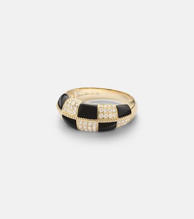 Yvonne Leon Yvonne LÃ©on Alliance Damier 9kt gold ring with diamonds and onyx