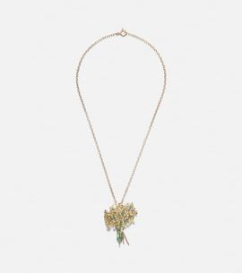 Yvonne Leon Yvonne LÃ©on Broche Mimosa 9kt and 18kt gold pendant necklace with gemstones