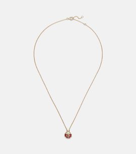 Yvonne Leon Yvonne LÃ©on Coccinelle Mini 9kt gold pendant necklace with diamonds and agate
