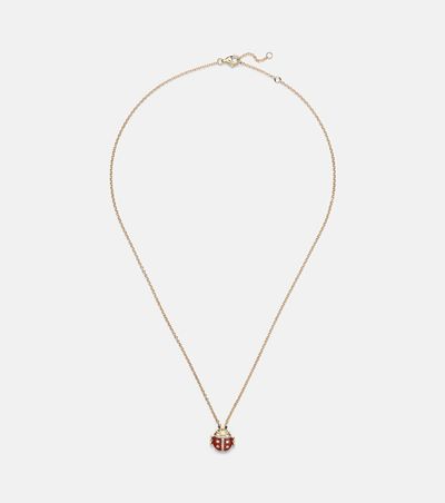 Yvonne Leon Yvonne LÃ©on Coccinelle Mini 9kt gold pendant necklace with diamonds and agate