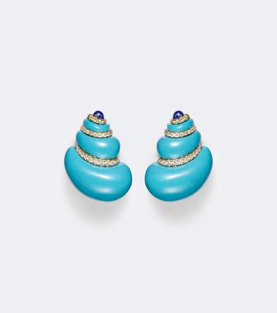 Yvonne Leon Yvonne LÃ©on Coquillage 9kt gold earrings with gemstones