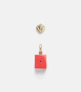 Yvonne Leon Yvonne LÃ©on Coquillage and Le Cubo 9kt gold single earring and pendant set with diamonds