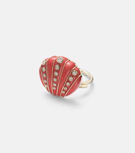 Yvonne Leon Yvonne LÃ©on Coquillage Corail 9kt ring with diamonds and coral