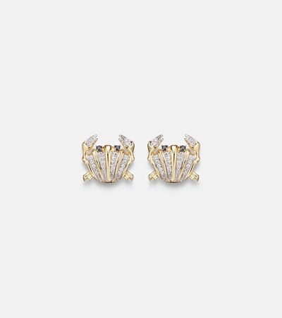 Yvonne Leon Yvonne Léon Crabe Coquillage 9kt gold earrings with diamonds