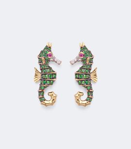 Yvonne Leon Yvonne LÃ©on Hippocampe 18kt gold earrings with gemstones