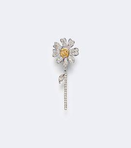 Yvonne Leon Yvonne LÃ©on Marguerite 9kt white gold single earring with diamonds and citrines
