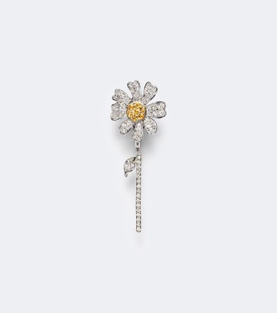 Yvonne Leon Yvonne LÃ©on Marguerite 9kt white gold single earring with diamonds and citrines