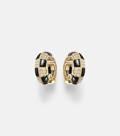 Yvonne Leon Yvonne LÃ©on Mini 9kt gold earrings with diamonds and onyx
