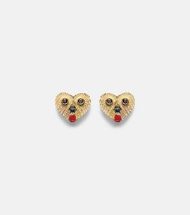 Yvonne Leon Yvonne LÃ©on Nano Puces 9kt gold earrings with black diamonds and enamel