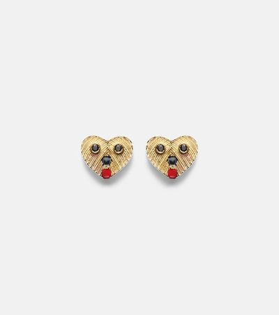 Yvonne Leon Yvonne LÃ©on Nano Puces 9kt gold earrings with black diamonds and enamel