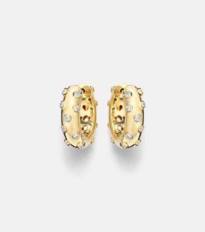 Yvonne Leon Yvonne LÃ©on Plumetis 9kt gold hoop earrings with diamonds