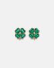 Yvonne Leon Yvonne LÃ©on Puces DÃ´me TrÃ¨fle 9kt gold earrings with malachite and diamonds - 1