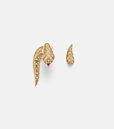 Yvonne Leon Yvonne LÃ©on Python 9kt gold earrings with diamonds and spinels