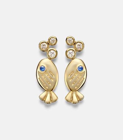 Yvonne Leon Yvonne LÃ©on Sous L'eau 9kt gold earrings with diamonds and sapphires