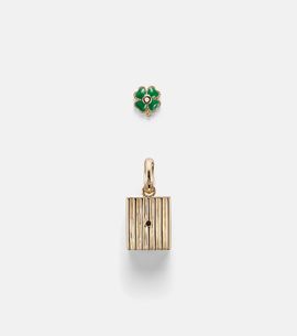 Yvonne Leon Yvonne LÃ©on TrÃ¨fle and Le Cubo 9kt gold and enamel single earring and pendant set with diamonds