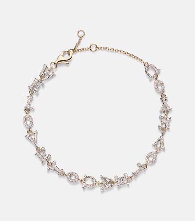 Yvonne Leon Yvonne LÃ©on We Love You 9kt gold chain bracelet with diamonds