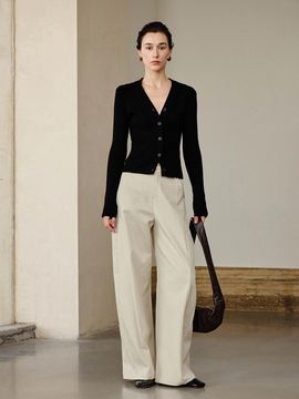 yyiam Casual Straight High-Waisted Wide Pants