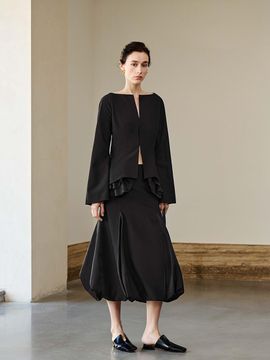 yyiam High-end Feminine V-cut Luxurious Skirt [Black]