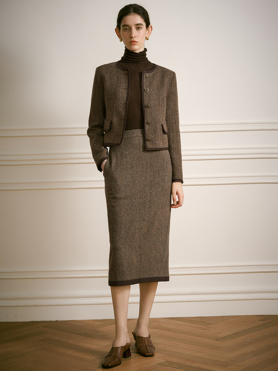 yyiam Old Money Style Wool Skirt