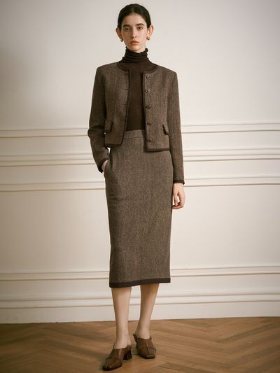 yyiam Old Money Style Wool Skirt
