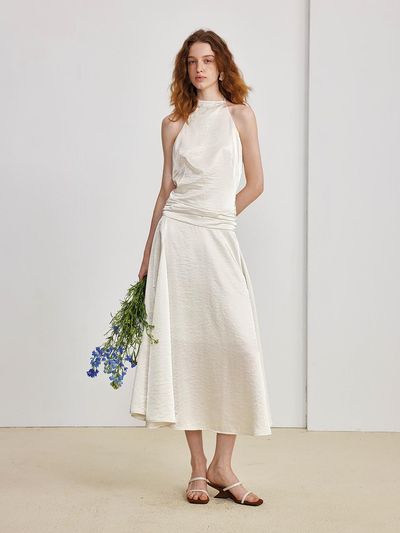 yyiam Open Back Halterneck Maxi Dress