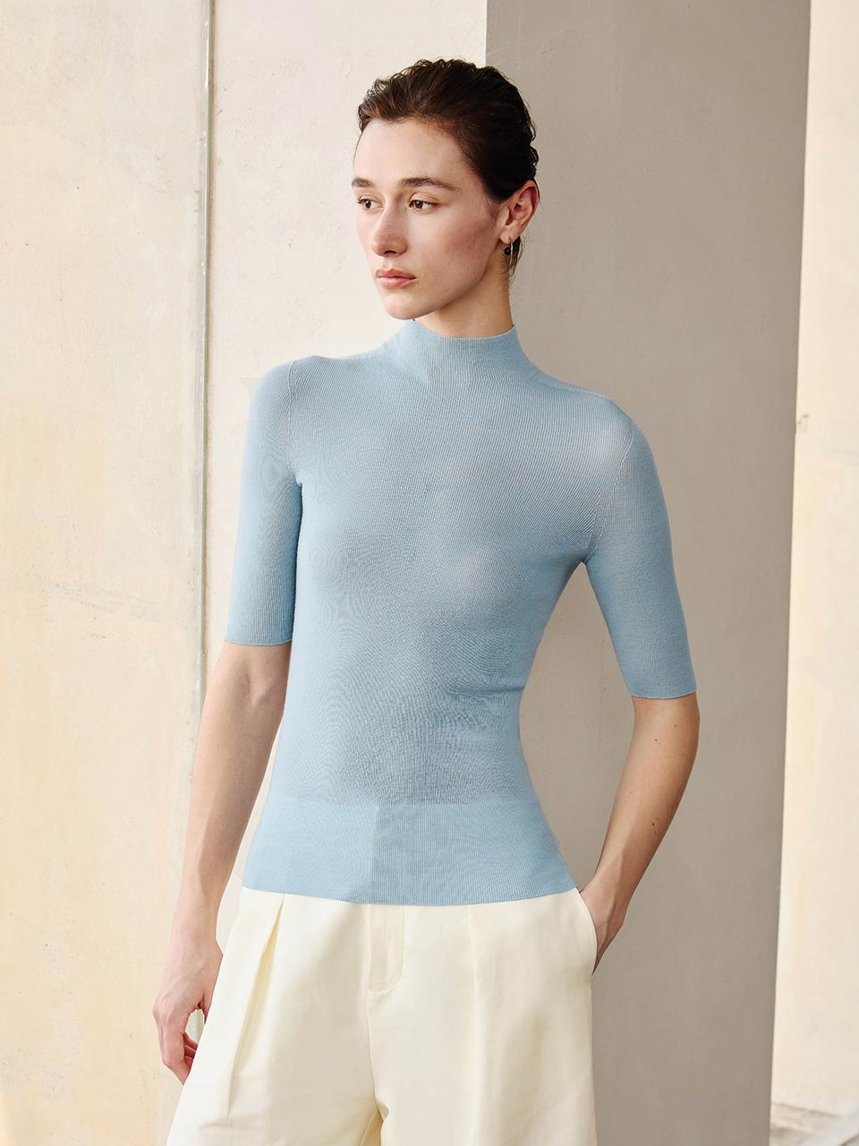 yyiam Semi-turtleneck Wool Premium Knit Top