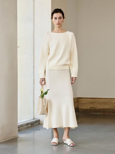 yyiam Semi Loose A-line Knit Skirt