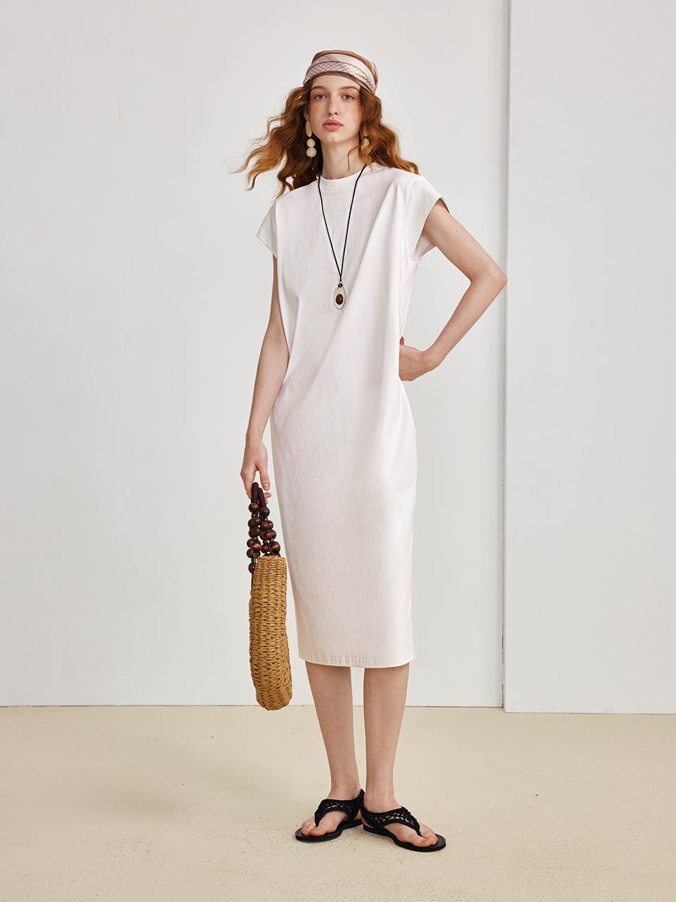 yyiam Short Sleeve Round Neck Dress