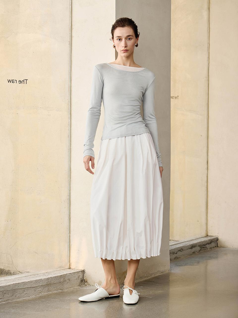yyiam Tuck Detail Bud Mid-Length Skirt