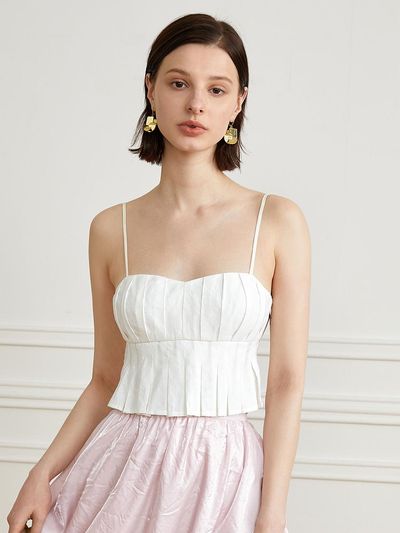 yyiam YY Frill Trim Sleeveless Top (White)