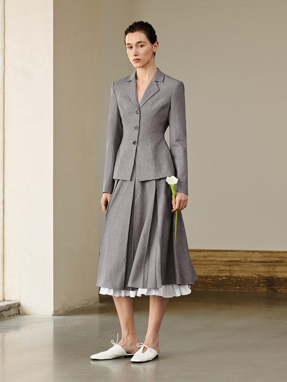 yyiam YY Gentle Pleated Skirt [Gray]
