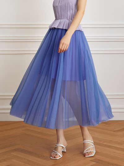 yyiam YY Holiday Wind Drape Mesh Skirt _Periwinkle Blue
