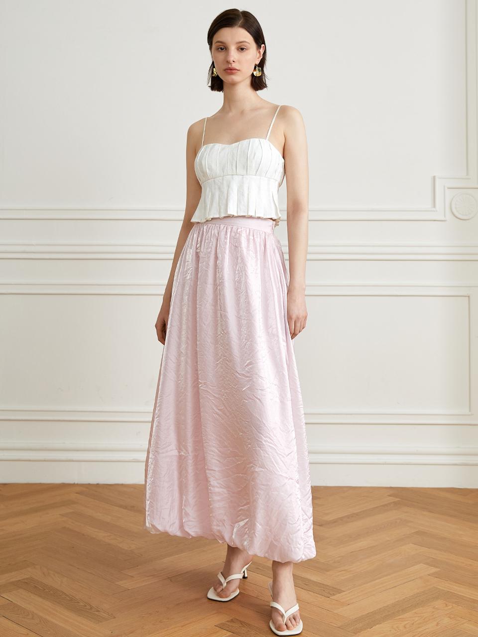 yyiam YY Moonlight Satin Long Skirt (Pink)
