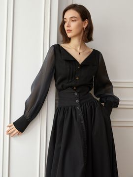 yyiam YY_Banquet Lapel Lantern Blouse