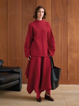 yyiam YY_Loose irregular hem skirt_RED